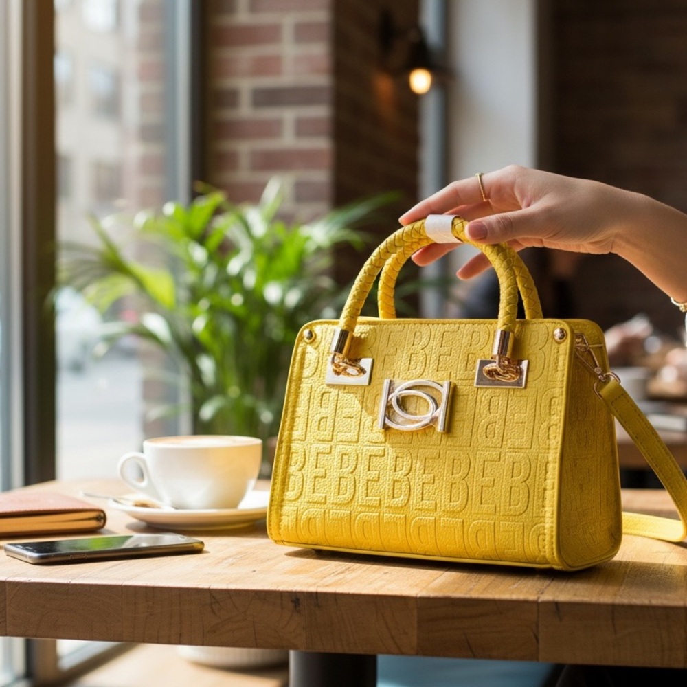 Bebe Yellow Embossed Mini Bag